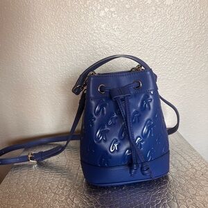 Glam-Aholic mini bucket tote bag blue vegan leather excellent